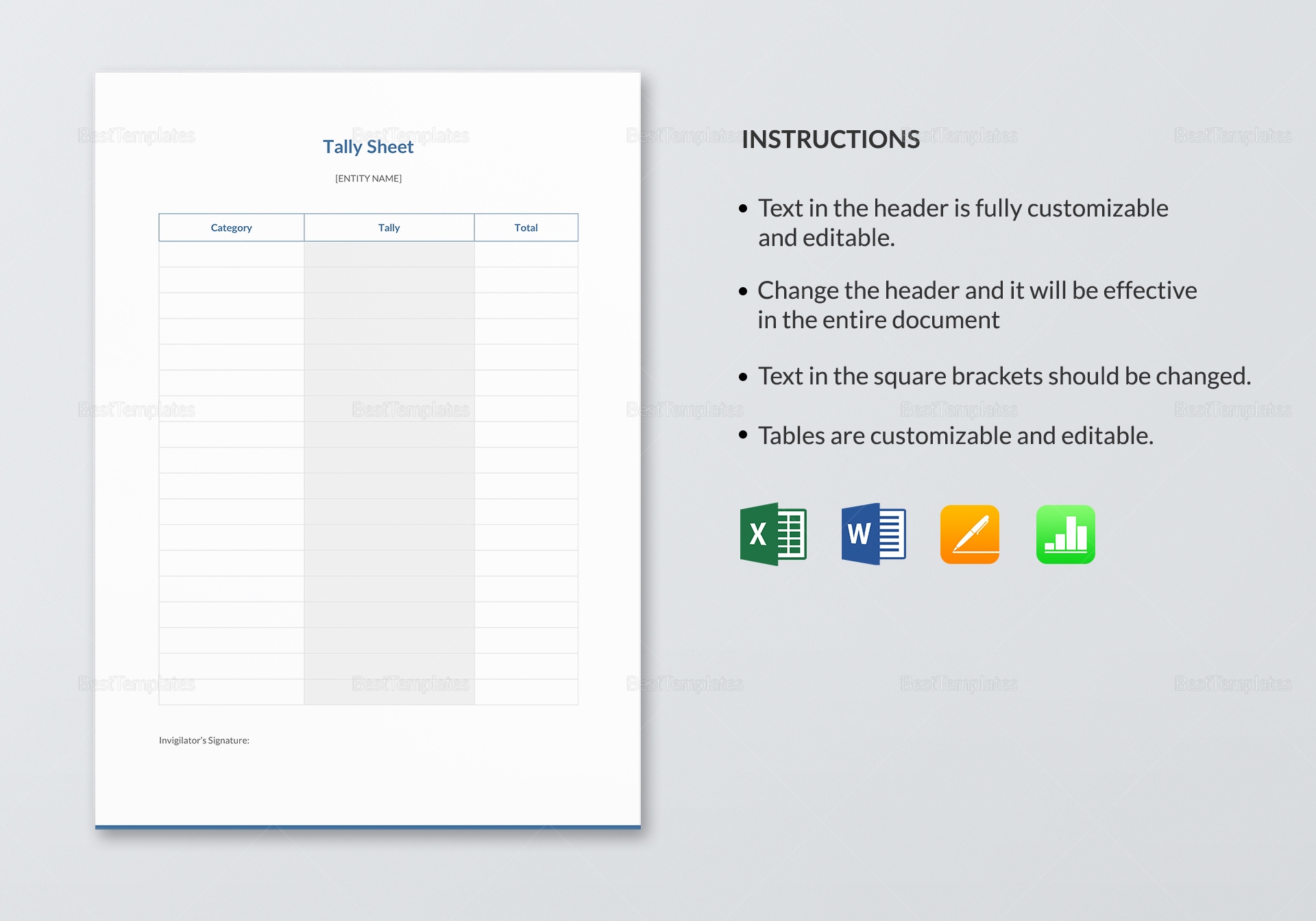 free tally sheet template free tally sheet template