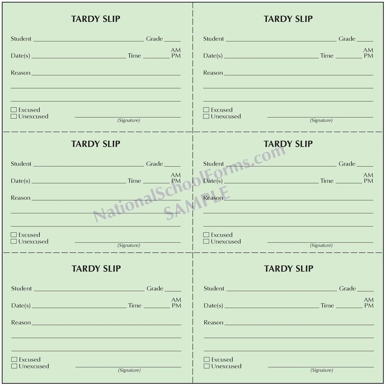 Tardy Slip Booklet 300 Slips Per Book