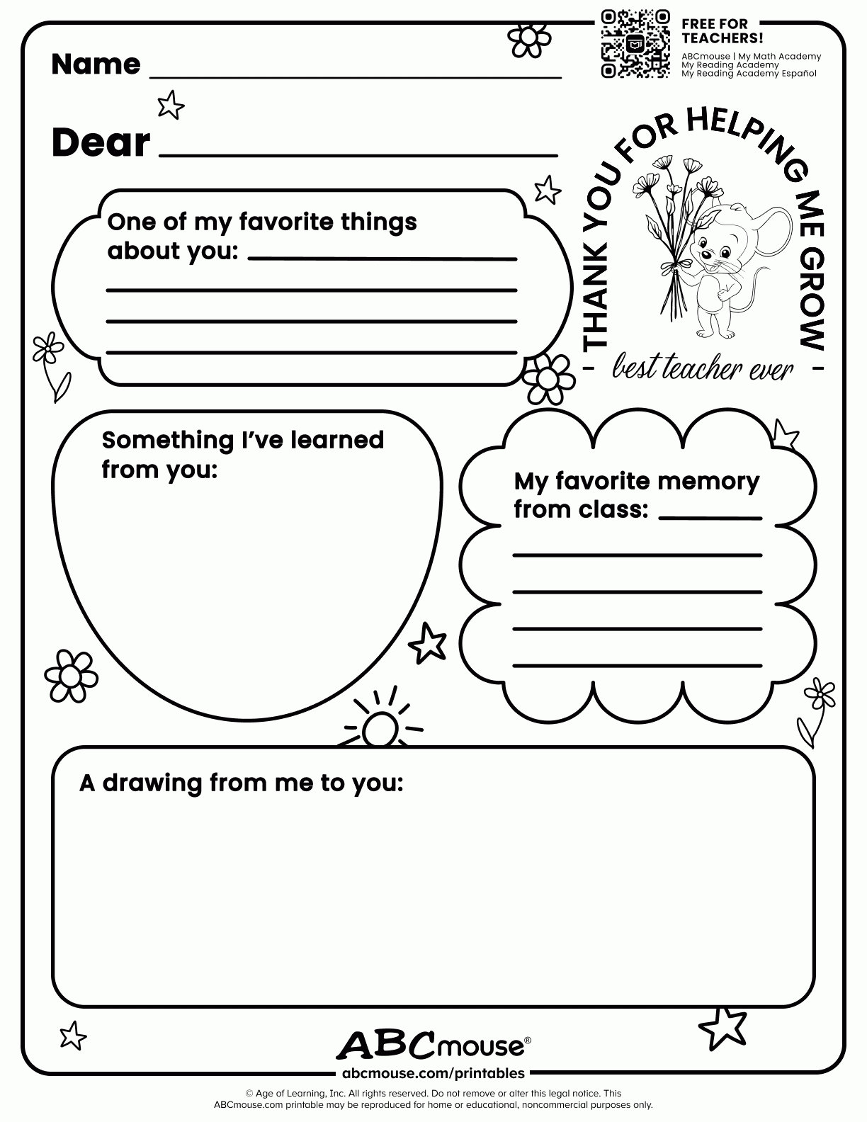 Teacher Appreciation Free Printable