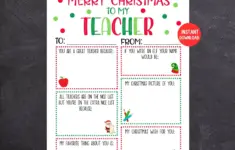 Teacher Christmas Card Printable Kids