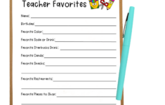 Teacher Favorite Things Form