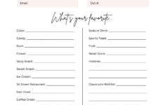 Teacher Favorite Things Survey Free Download