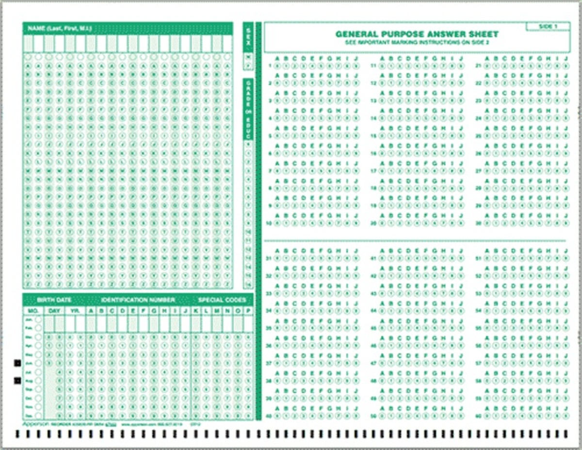 Test Answer Sheet Item 25820 Detail