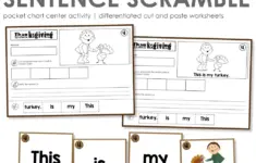 Thanksgiving Sentence Scramble With Cut And Paste Worksheets
