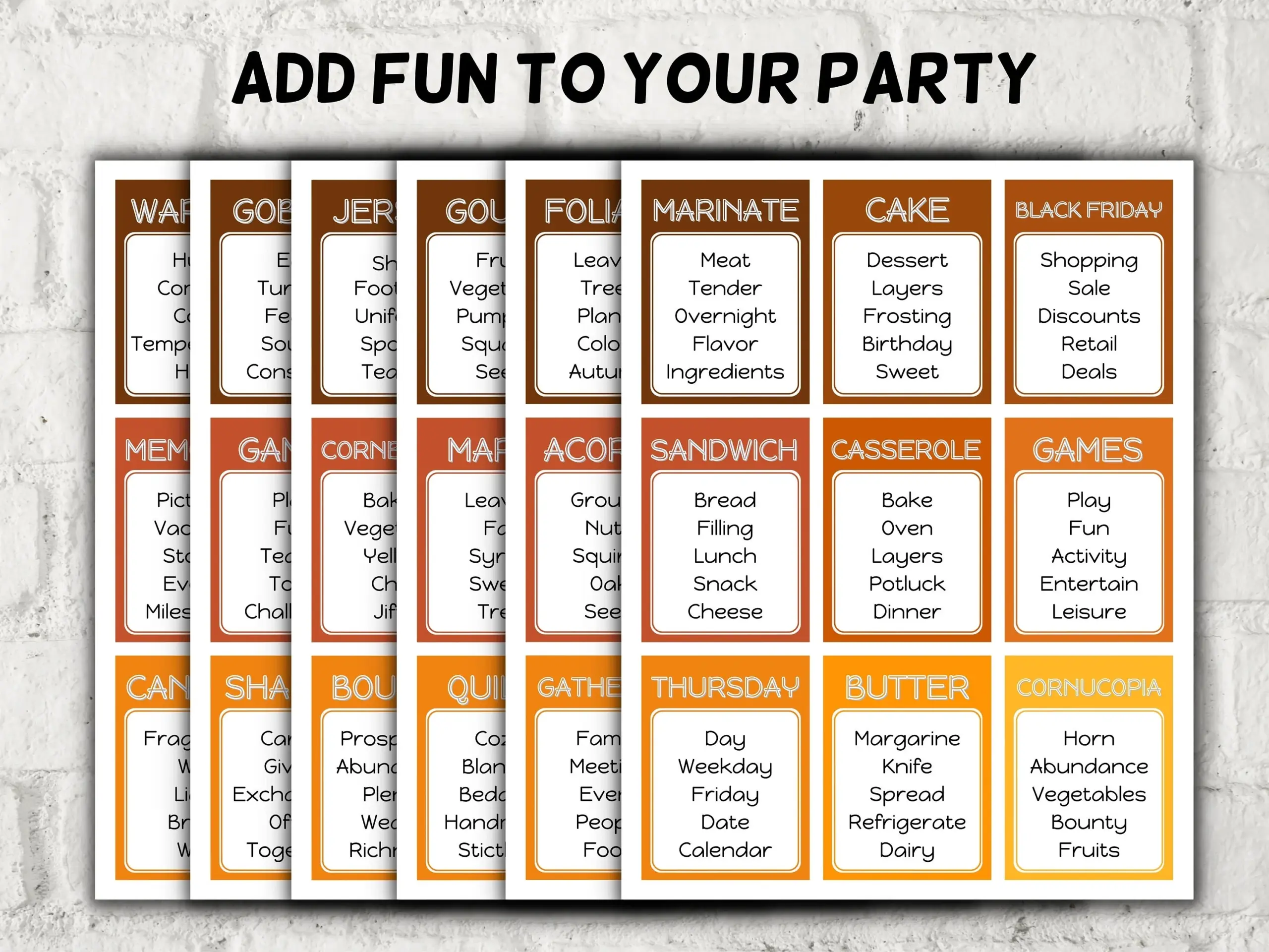 Thanksgiving Taboo Game Fall Autumn 31339 Thanksgiving Taboo Game Fall Autumn 31339