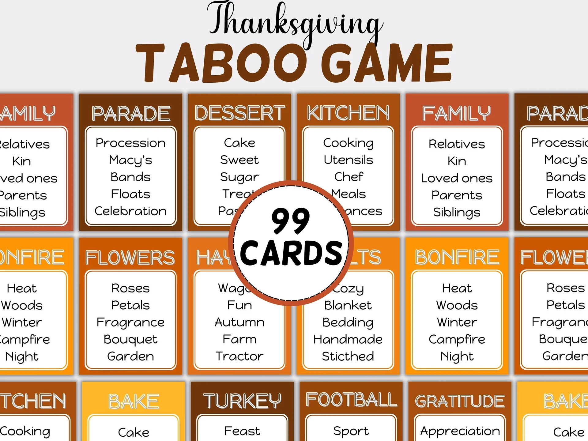 Thanksgiving Taboo Game Fall Autumn 31339 Thanksgiving Taboo Game Fall Autumn 31339