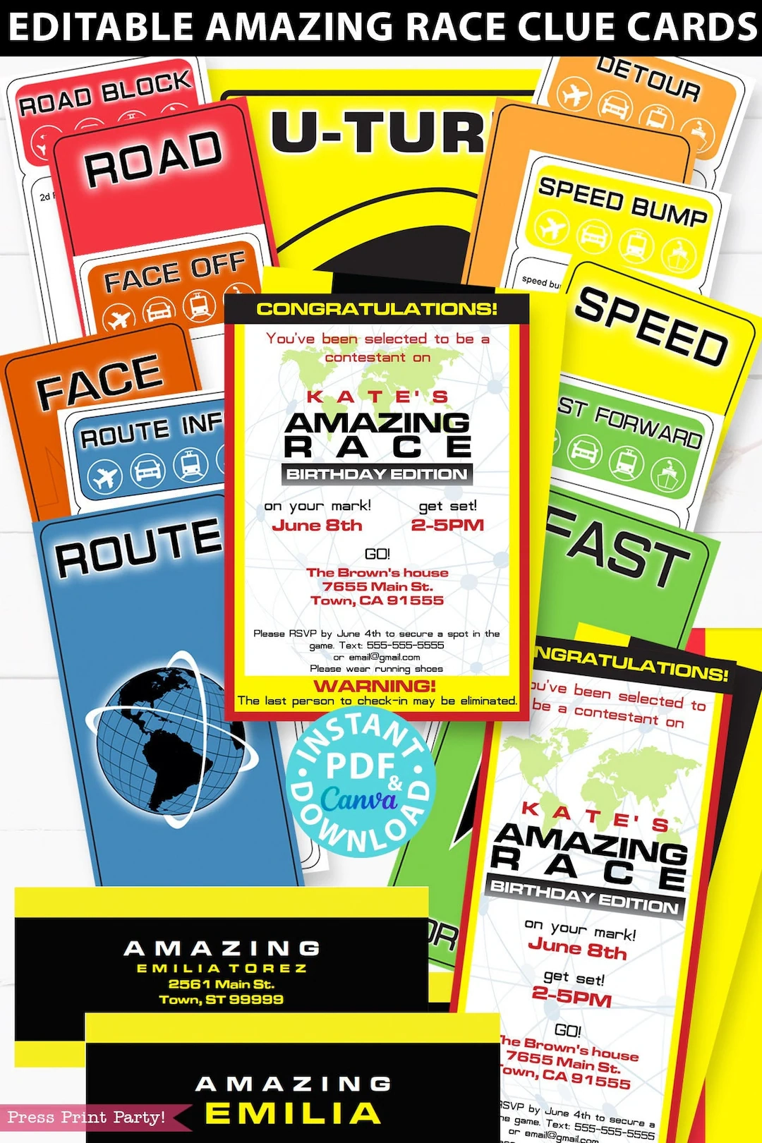 The Amazing Race Party Printable