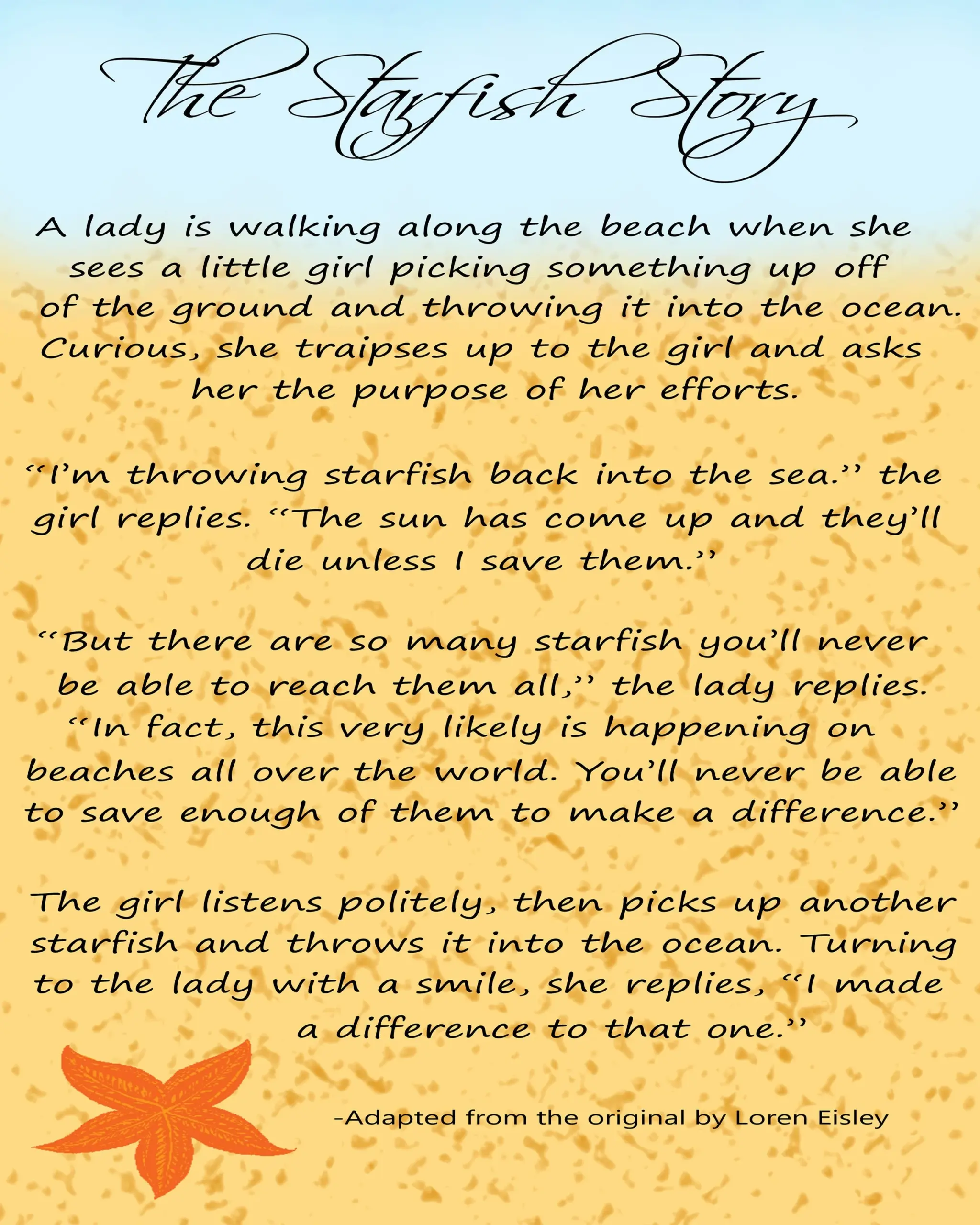The Starfish Story Art Print Instant The Starfish Story Art Print Instant