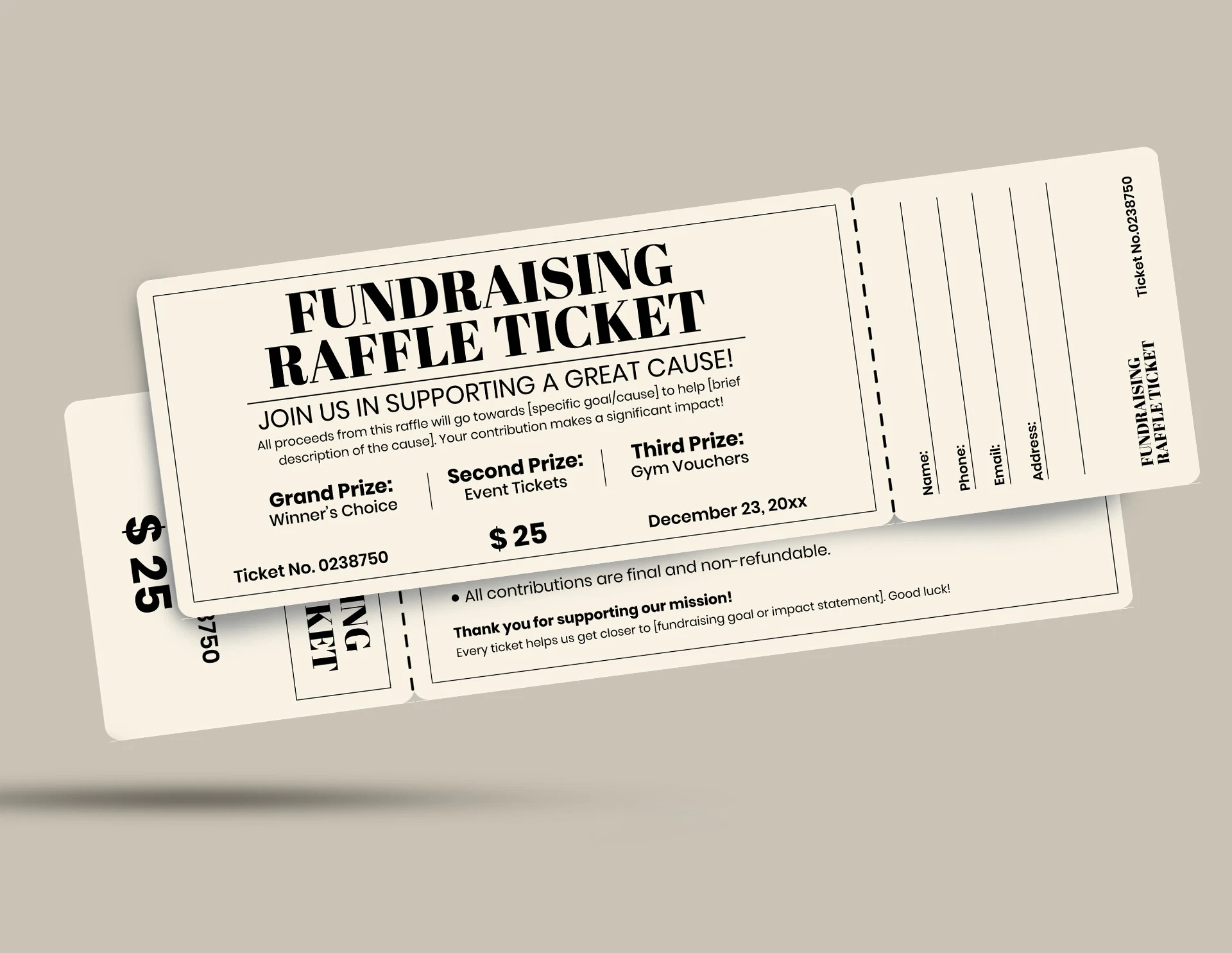 Ticket To Change Raffle Ticket Template