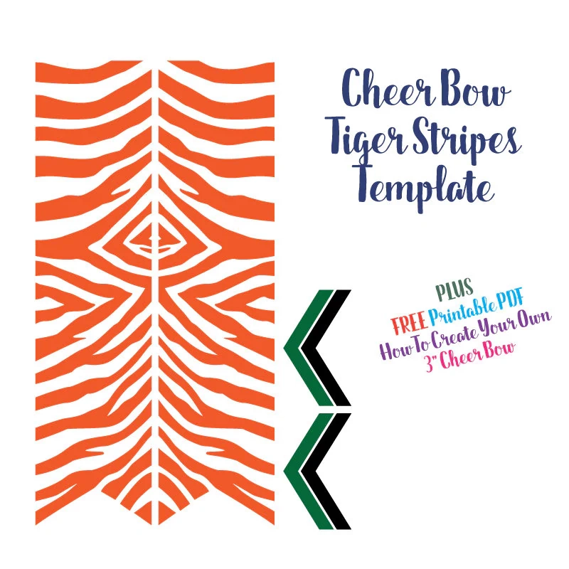 Tiger Stripe Cheer Bow Template 3 Vinyl