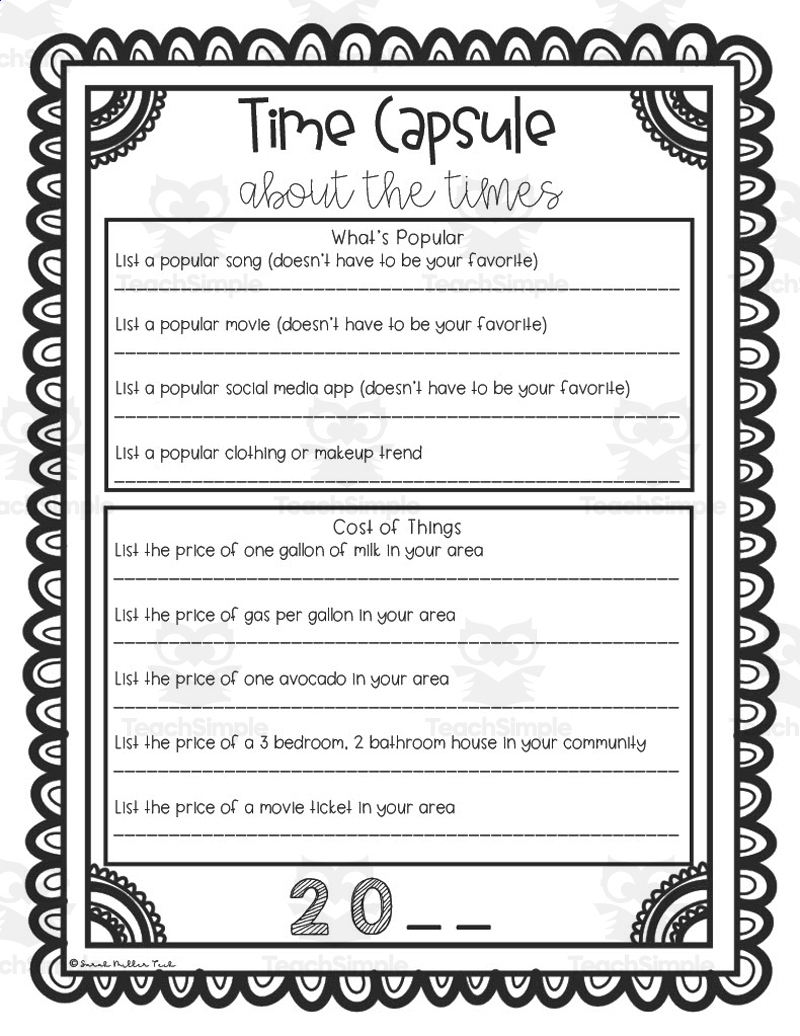Time Capsule Activity Time Capsule Activity