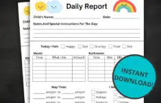 Toddler Daily Report Daily Log For