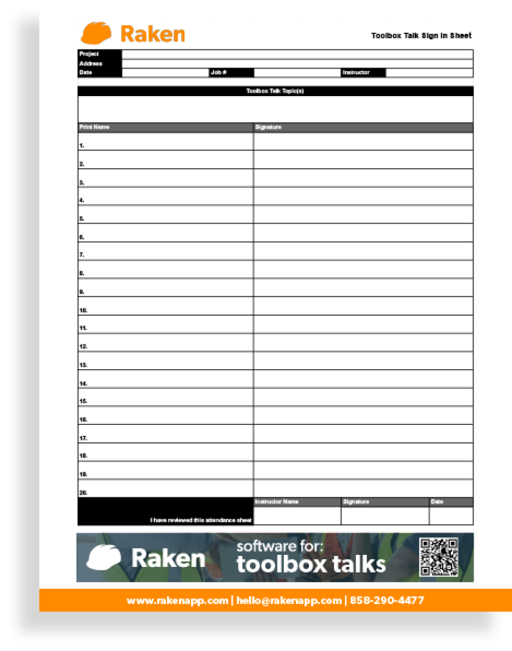 Toolbox Talk Sign In Sheet Template Toolbox Talk Sign In Sheet Template
