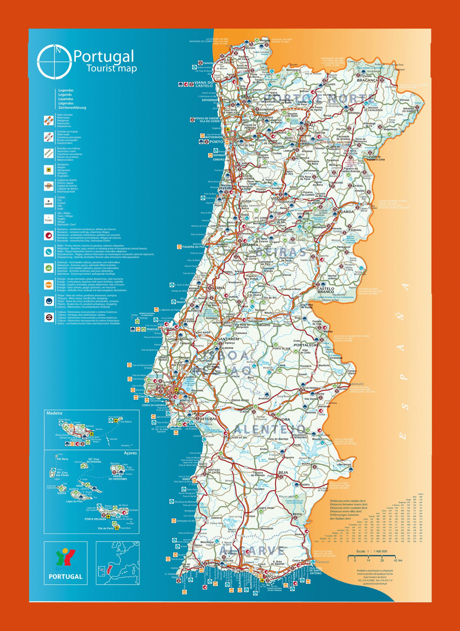 Tourist Map Of Portugal Tourist Map Of Portugal