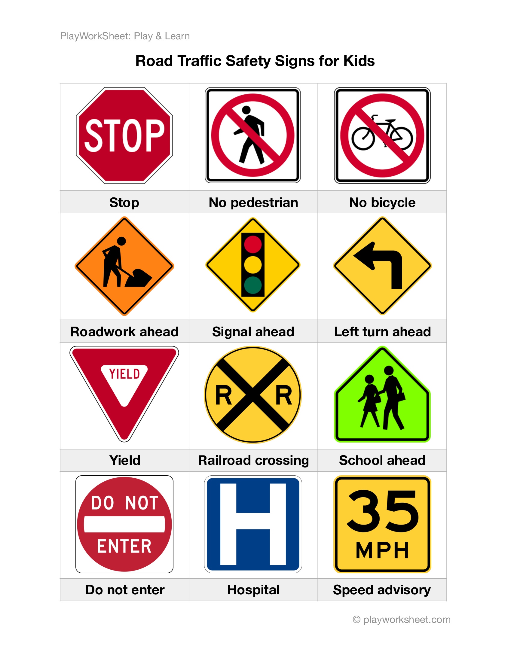 Traffic Safety Signs Kids Traffic Safety Signs Kids