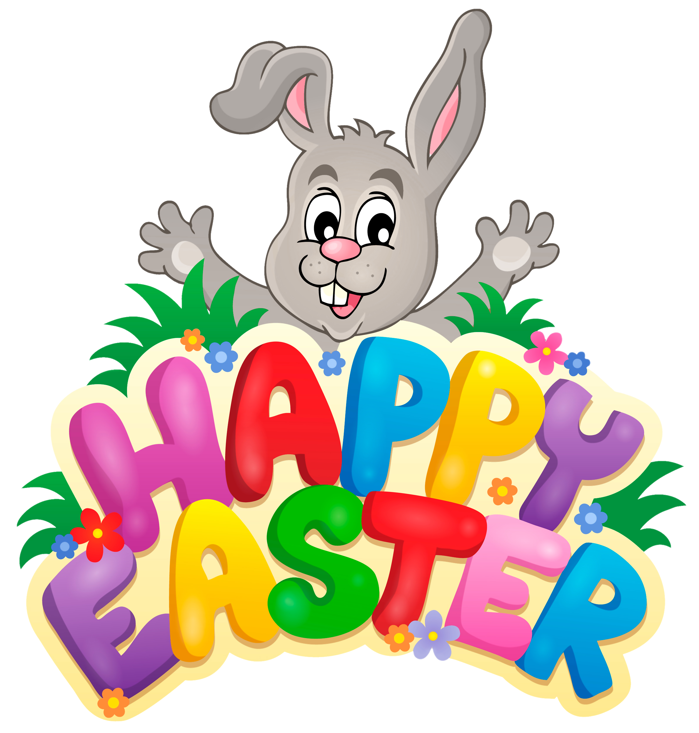 Transparent Happy Easter With Bunny PNG Clipart Picture