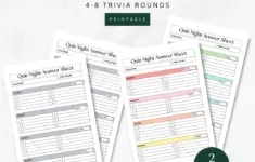Trivia Night Answer Sheet 4 8 Rounds