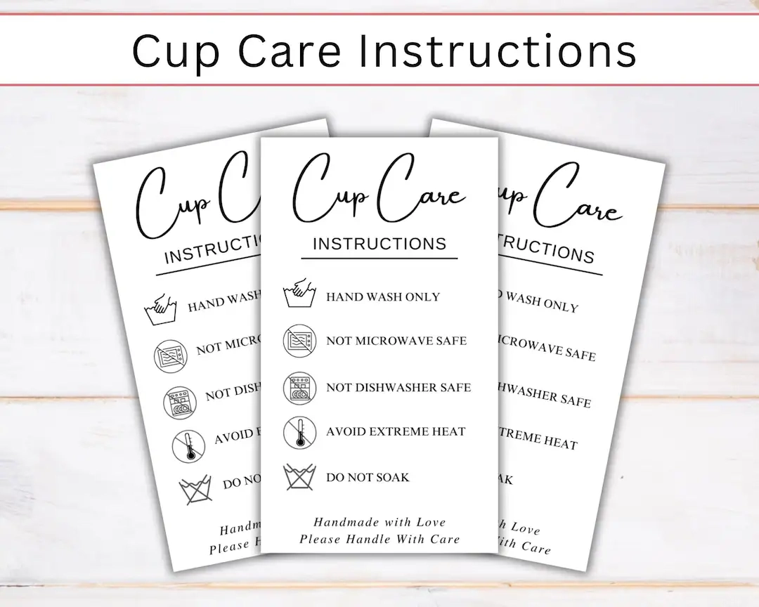 Tumbler Cup Care Instructions Card Tumbler Cup Care Instructions Card