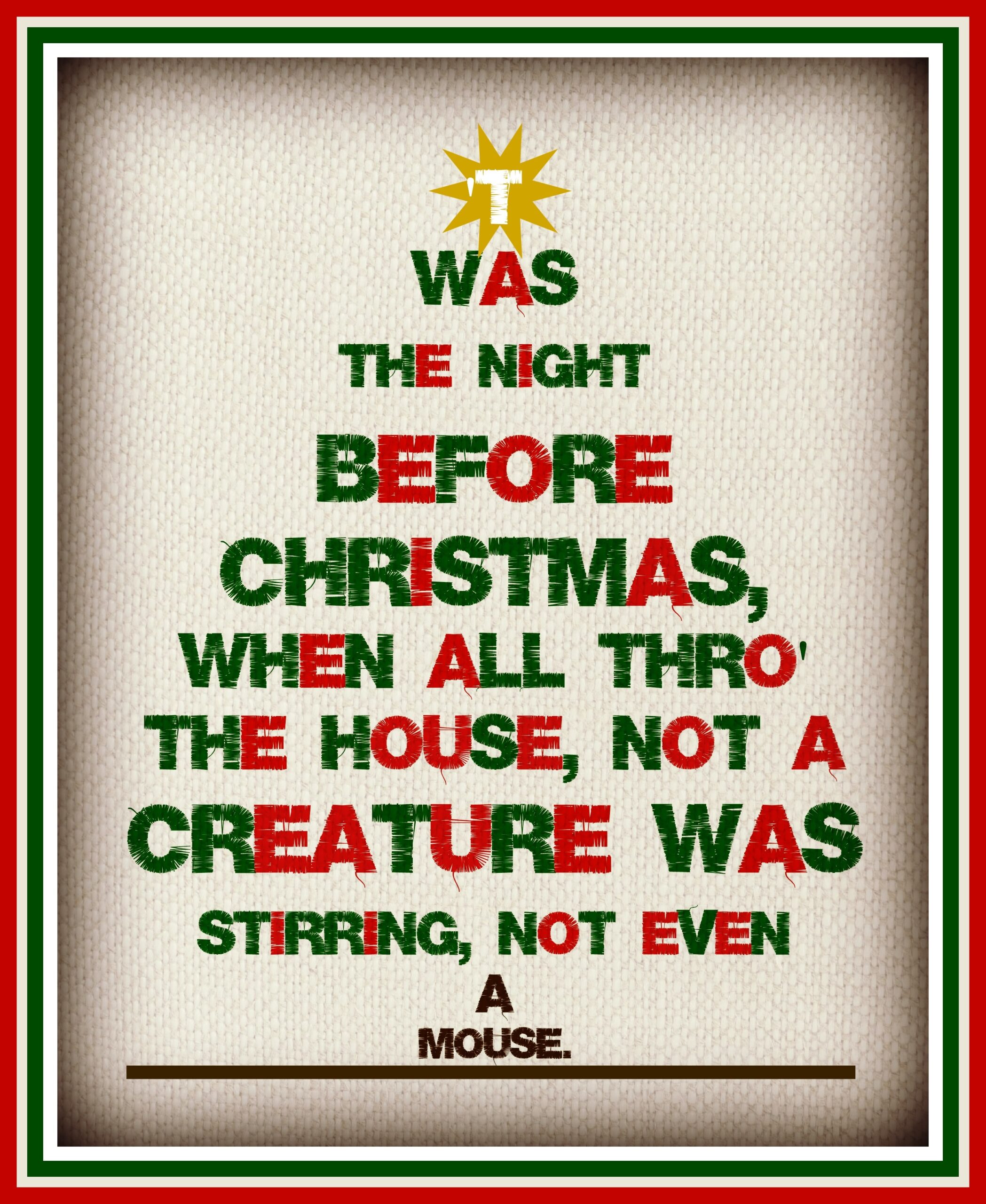 Twas The Night Before Christmas Free Printable