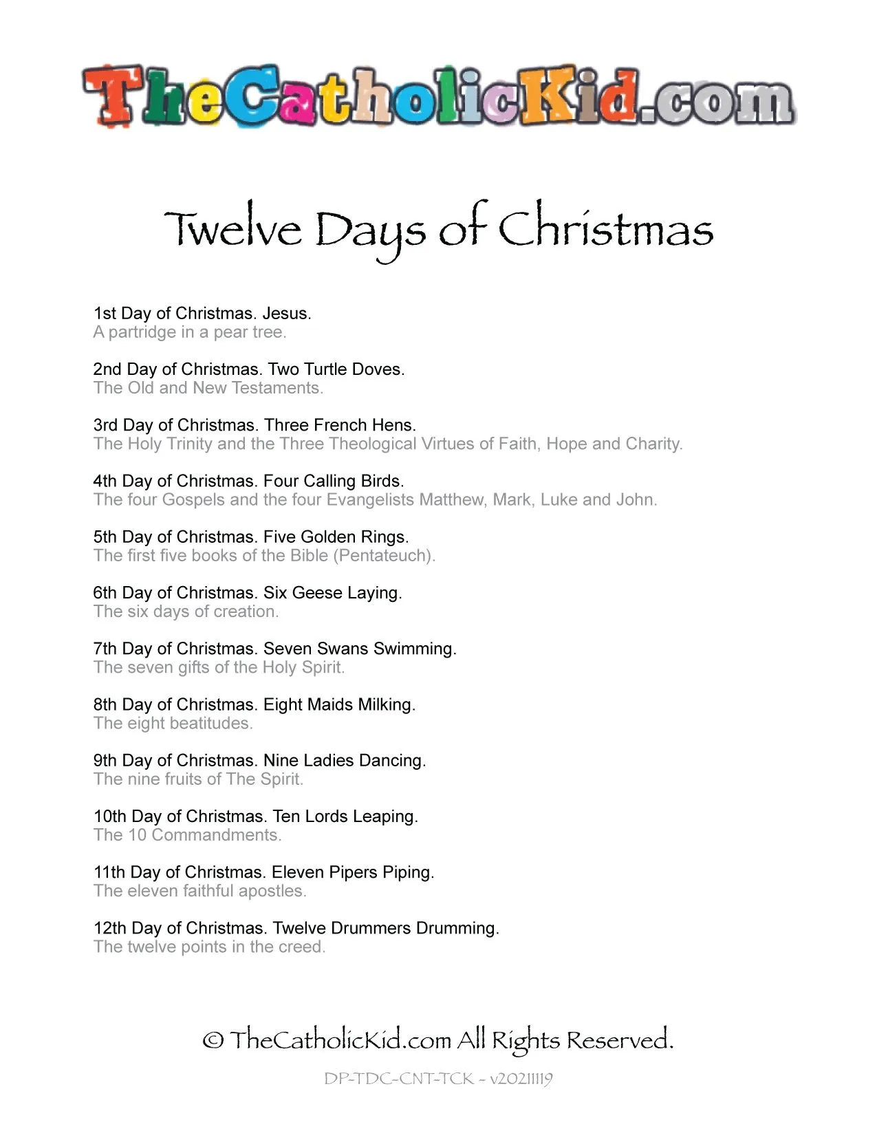 Twelve Days Of Christmas Download Pack