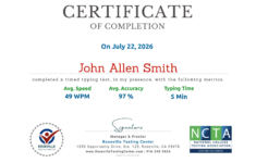 Typing Certificate