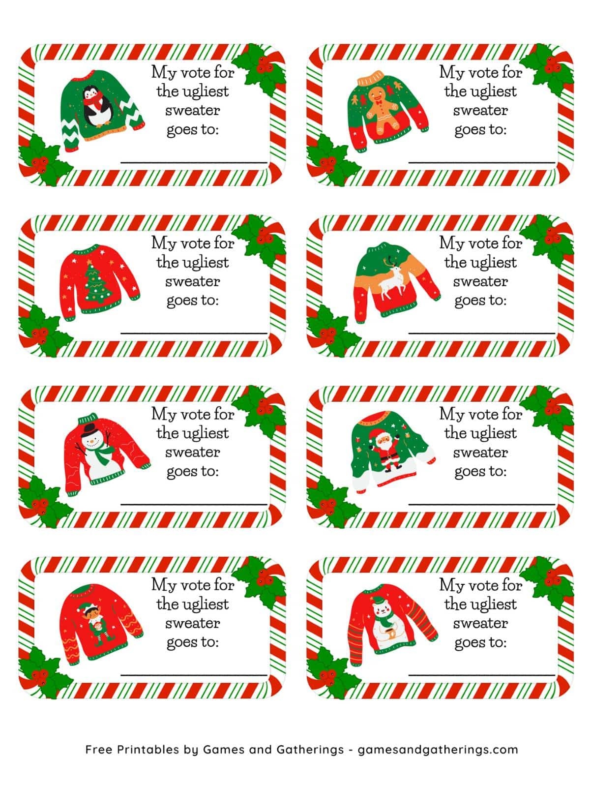 Ugly Christmas Sweater Party Free Printable