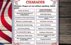 Usa250 Charades Game Printable Patriotic