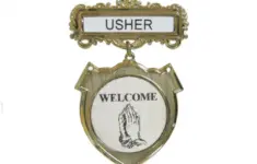 Usher Badge Welcome Praying Hands