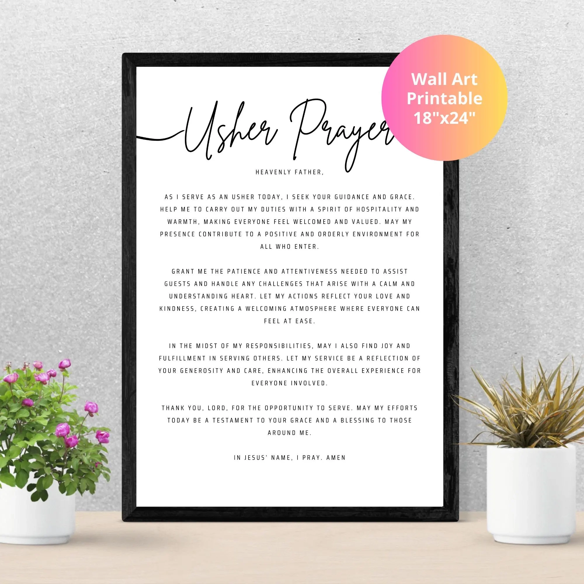 Usher Prayer Wall Art Printable