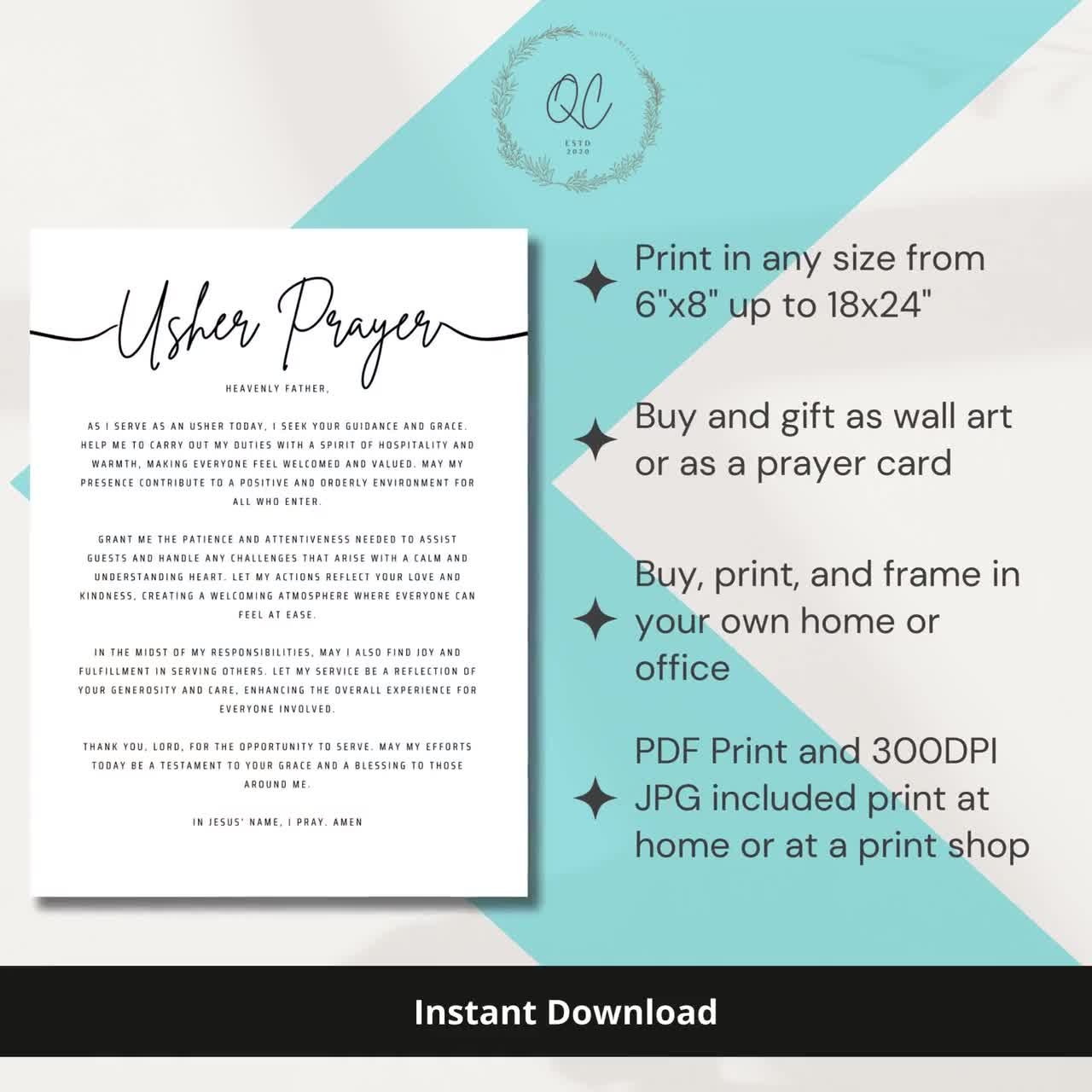 Usher Prayer Wall Art Printable