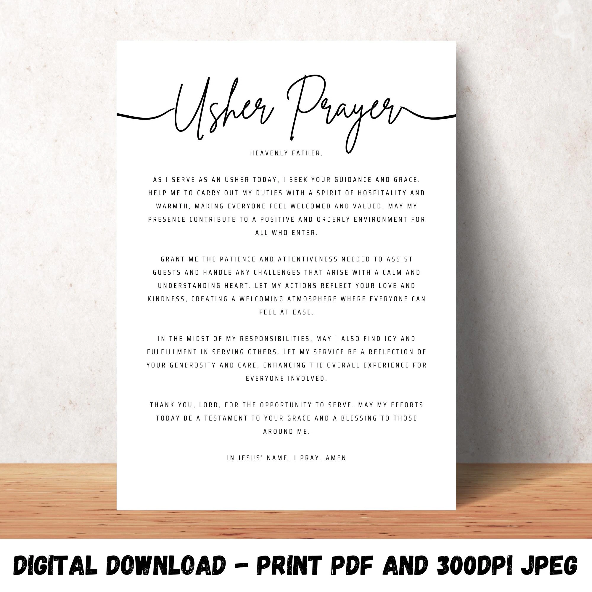 Usher Prayer Wall Art Printable