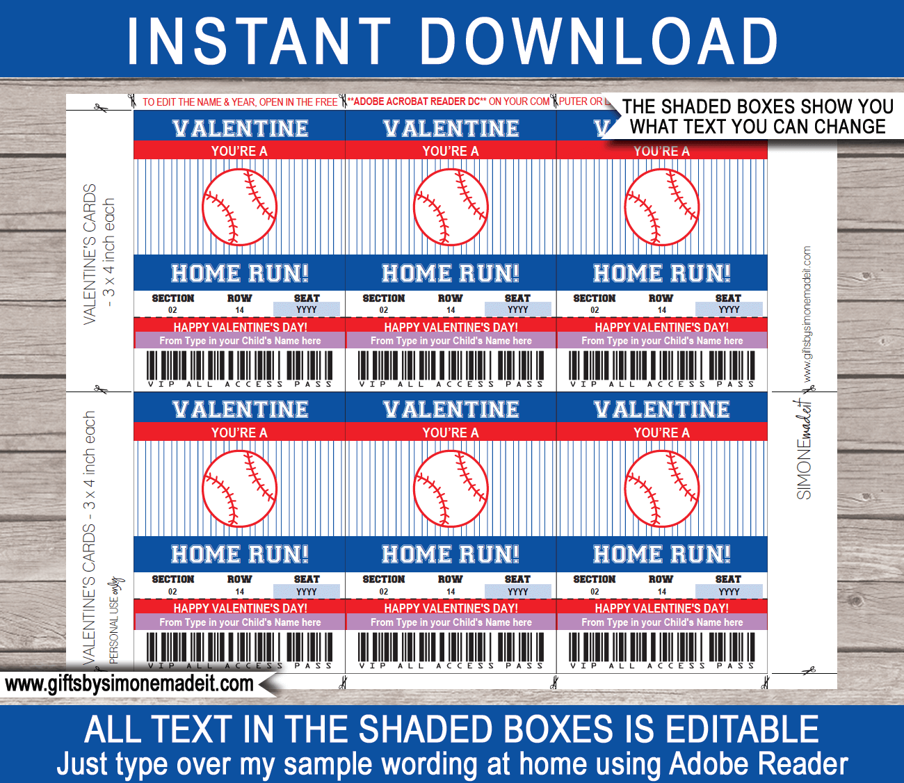 Valentines Baseball Class Gift Card Valentines Baseball Class Gift Card