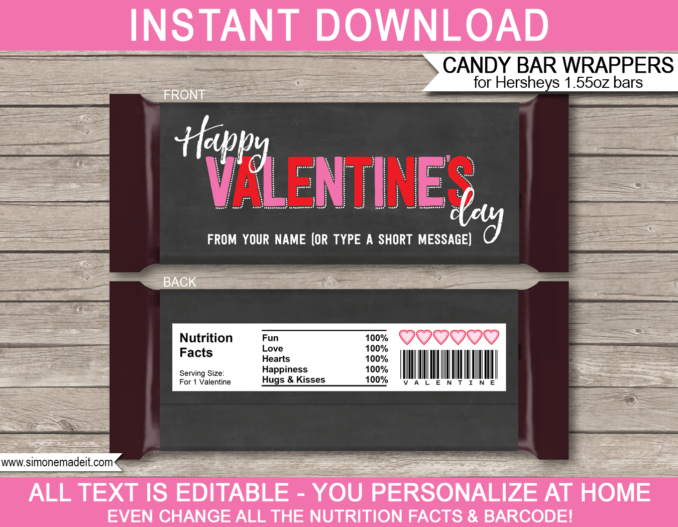 Valentines Day Candy Bar Wrappers Valentines Day Candy Bar Wrappers