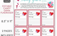 Valentines Day Candy Gram Sheet