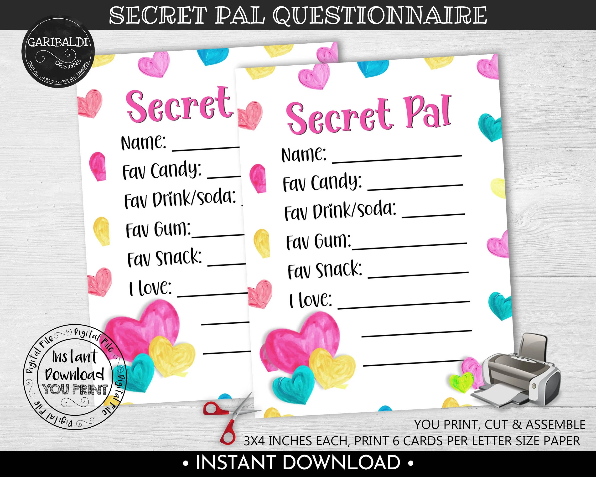 Valentines Day Secret Pal Questionnaire Valentines Day Secret Pal Questionnaire
