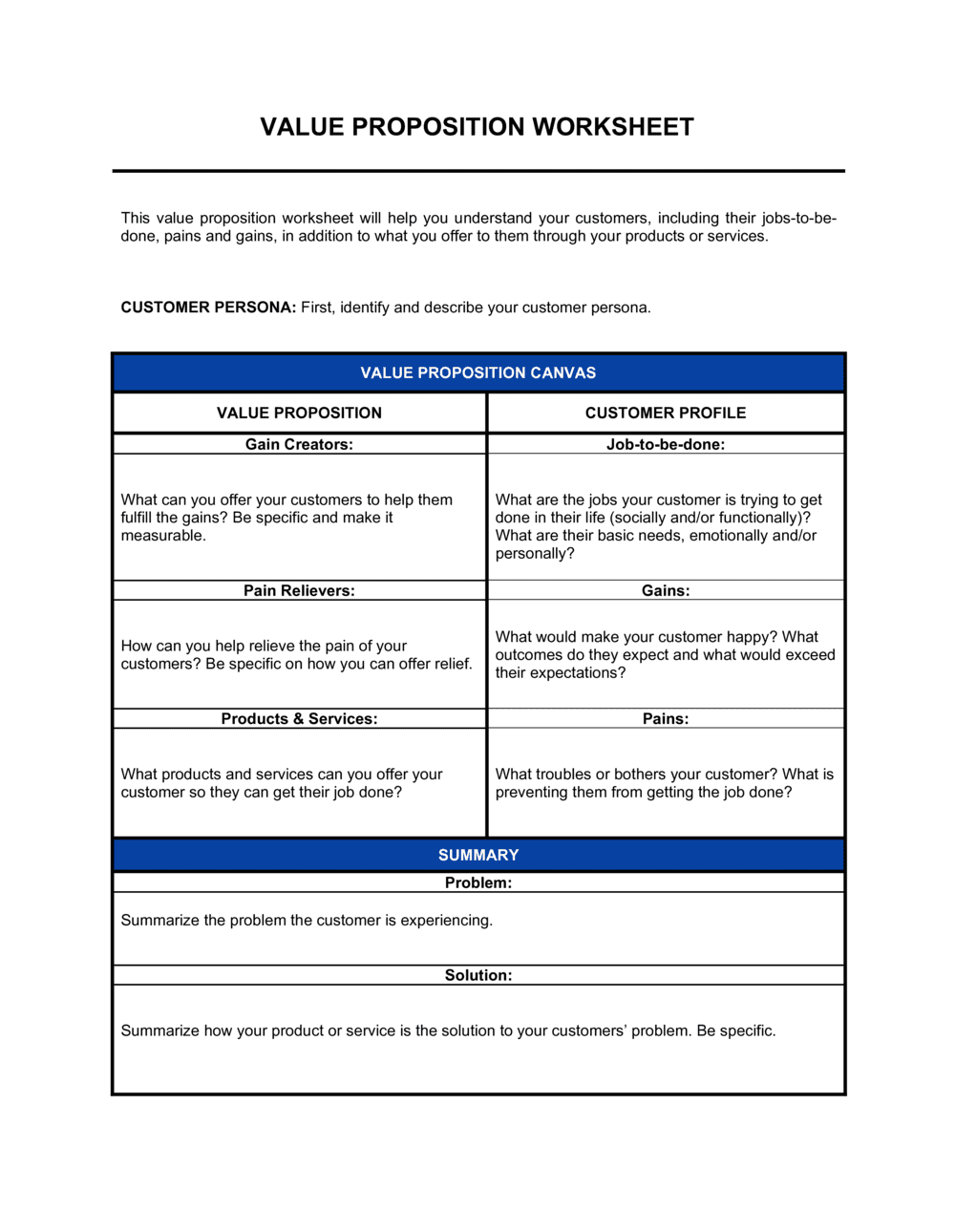 value proposition canvas word template free download