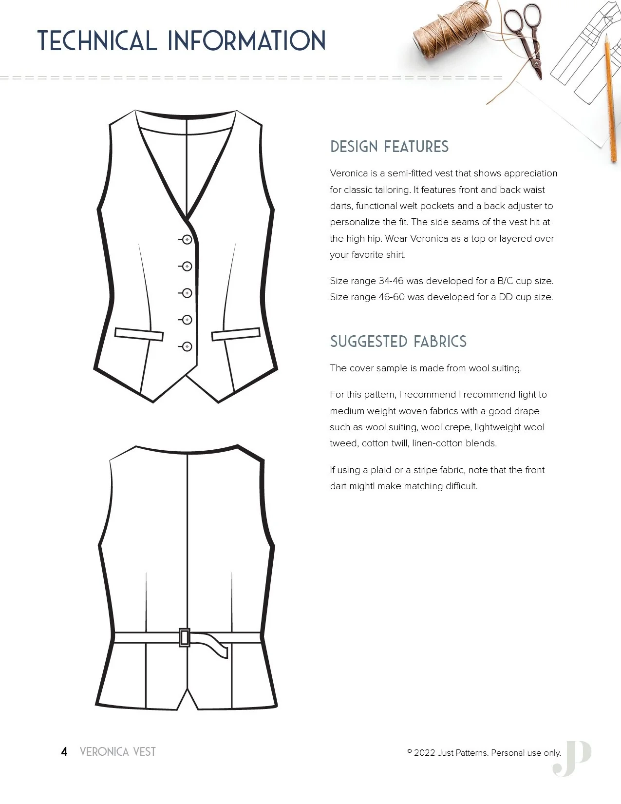 Veronica Vest Pdf Sewing Pattern Veronica Vest Pdf Sewing Pattern