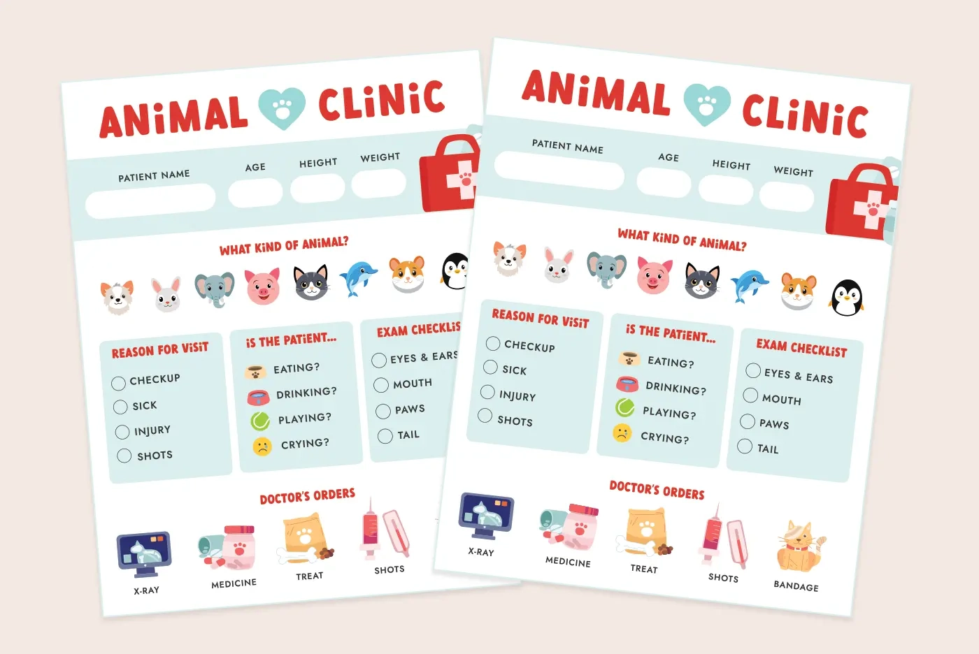 Vet Pretend Play Exam Form Vet Pretend Play Exam Form