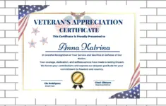 Veteran Appreciation Certificate