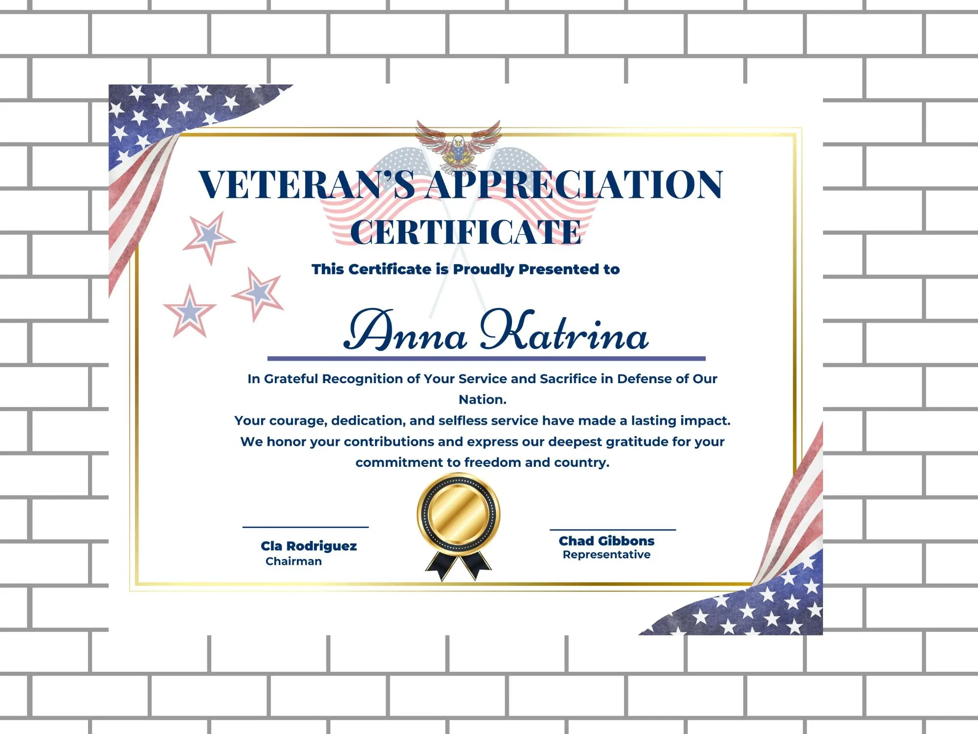 Veteran Appreciation Certificate Veteran Appreciation Certificate