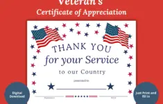 Veterans Certificate Of Appreciation