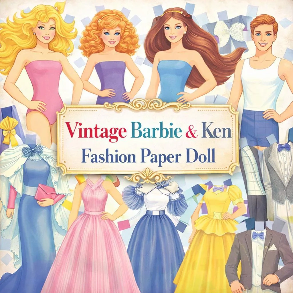 Vintage Barbie Ken Fashion Paper Doll
