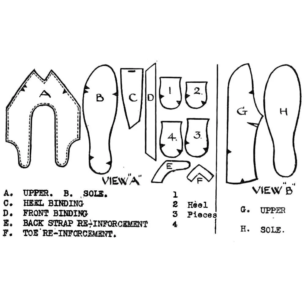 Vintage Sewing Pattern 1940s Womens Slippers Shoes Ed156 Vintage Sewing Pattern 1940s Womens Slippers Shoes Ed156