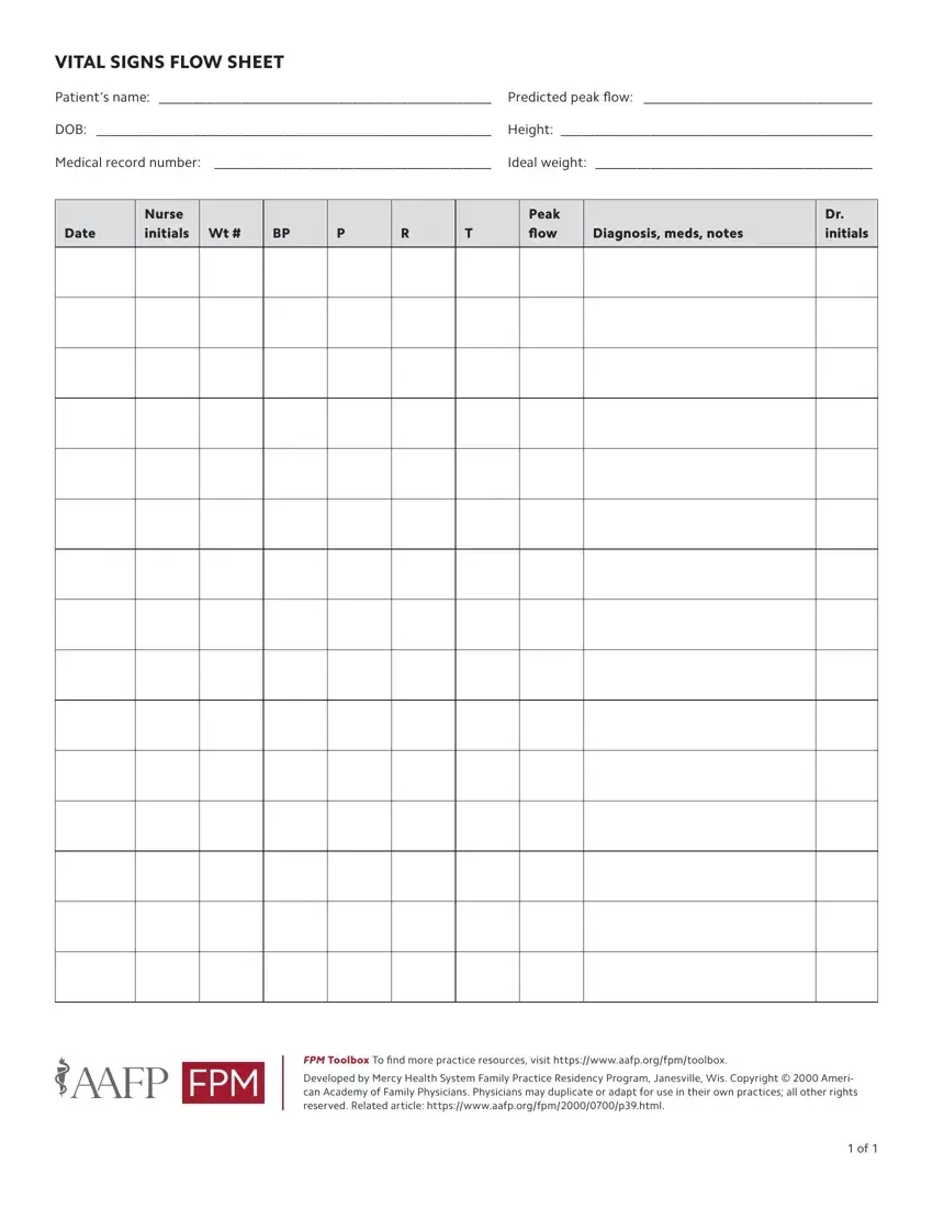 Vital Signs Flow Sheet Vital Signs Flow Sheet
