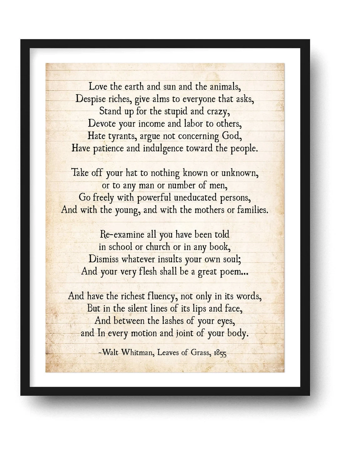 Walt Whitman Art Print Love The Earth Walt Whitman Art Print Love The Earth