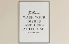 Wash Dishes Kitchen Sign Modern