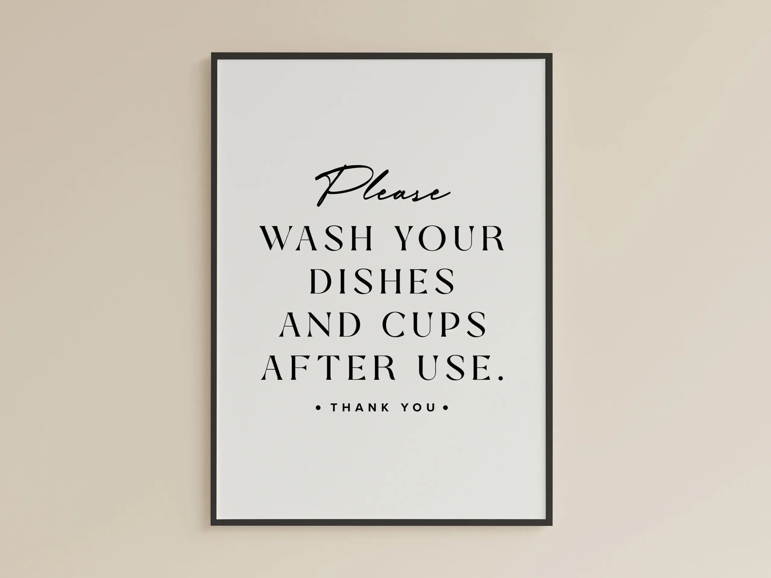 Wash Dishes Kitchen Sign Modern
