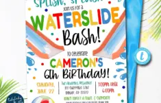 Water Slide Birthday Invitationbackyard 52828