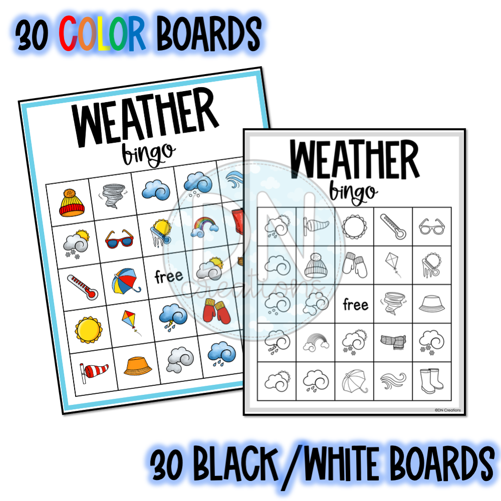 Weather Bingo Game L Weather Activity L Learn About Weather Weather Bingo Game L Weather Activity L Learn About Weather