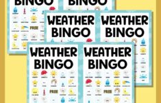 Weather Bingo Pictures Words Color Kids Adults